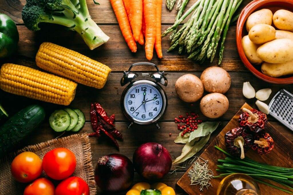 Cooking ingredients and utensils on table