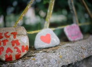 Drawn heart on a stone