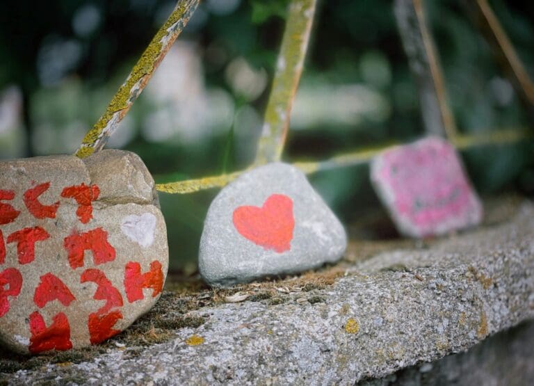 Drawn heart on a stone